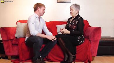 Naughty granny fucking and sucking her toy boy