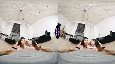 Trio orgasms on the floor