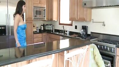 Isis Love fucking in the kitchen with her black hair