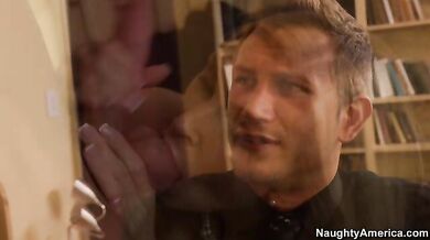 Mature Tanya Tate fucking in the bathroom with her piercings