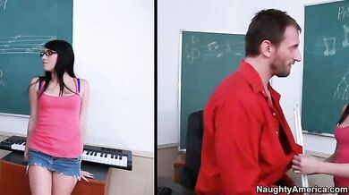 College girl Megan Piper fucking in the desk with her petite