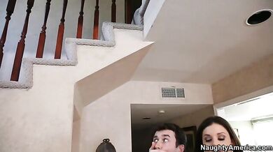 India Summer fucking in the couch with her hairy pussy