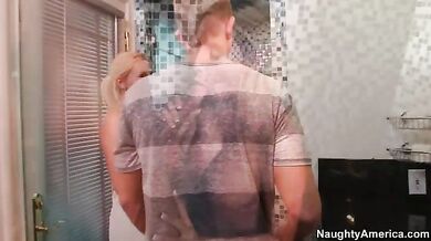 Blonde Brooke Fox fucking in the shower with her tits