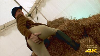 Naughty blonde showing off her ass