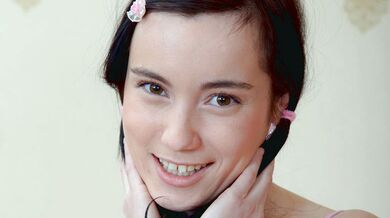 Cute girl has perfect small breasts