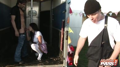 Hot girl with big boobs gives oral