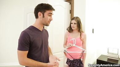 Lara Brookes fucking in the bedroom with her innie pussy