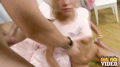 Teena takes a mouthful of cock