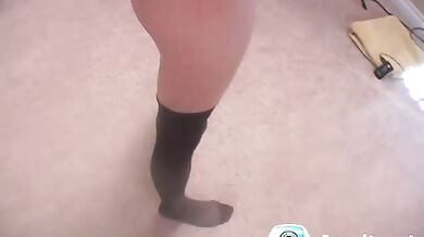 Allie shows her toes on webcam