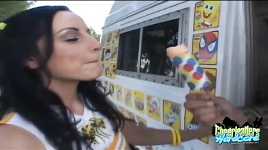 Cute cheerleader fucking the ice cream truck guy