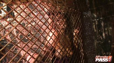 Brunette bombshell double penetrated