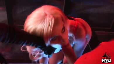 Hot dommes facesit and spanks a sub