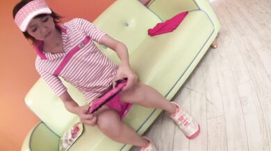 Japanese chick Hazuki Miria half naked as she toy her wet slit