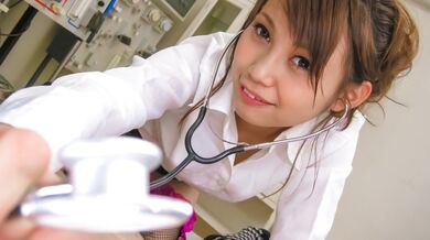 Wild and naughty nurse stroking cock for a thick cum