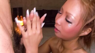 Pervert and cock-hungry Asian babe stroking cock and get nailed hard