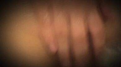 Busty babe covered in foam teasing and masturbating