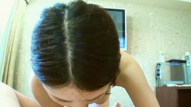 Nozomi runs her tongue up and down his dick for a japan blowjob