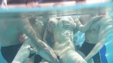 Japanese blowjob by the pool with Suzuna Komiya