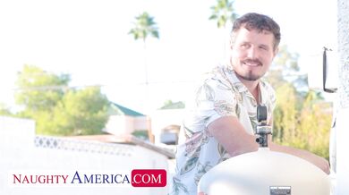 Sex starved Wife Charlie Valentine uses hired poolguy's pool noodle for some fun