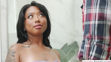 Sexy Gia DiBella gets all wet when a married man helps with her plumbing