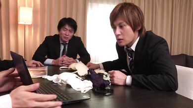 Anju Akane strips naked and fucks at the office with two men Anju Akane strips naked and fucks at the office with two men