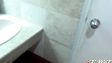 Sharing oral favors with chubby hairy GF fresh from shower