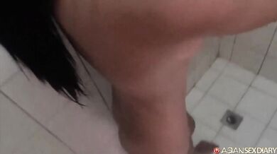 Busty Filipina girl showers and lets new white BF explore her body