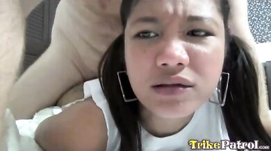 Cute Filipina teen stuffs mouth with meaty sausage