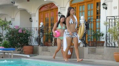 Two horny Filipina sisters share white cock together