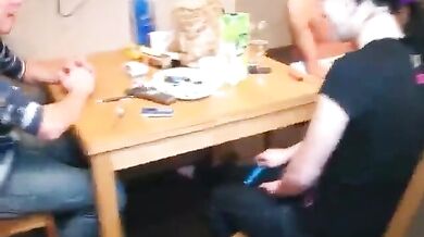 Roommates fuck two chicks on a large bed