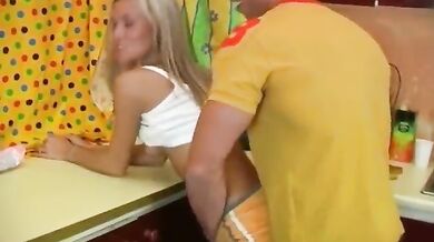 Wild fucking on kitchen