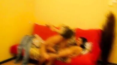 Wild fucking on sofa