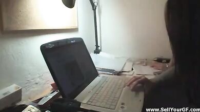 Horny chick at work