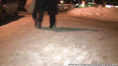 Teeny fucked after shopping