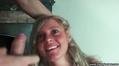 Blonde teases clit during sex