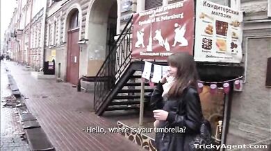 A girl rescued from the rain gets seduced!