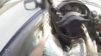 BJ on a ride and backyard fuck