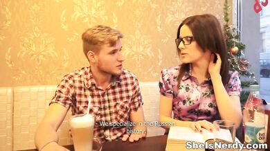 Cumshot on nerdy glasses