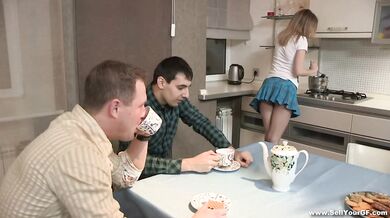 Sex dessert on a kitchen table