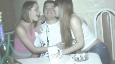 Girlfriends share hookah and cock