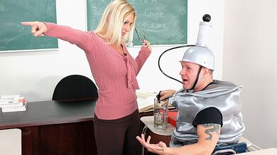 American Devon Lee fucking in the classroom with her tits