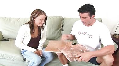 Addison Rose fucking in the couch with her small tits