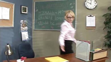 Tyann Mason fucking in the desk with her glasses
