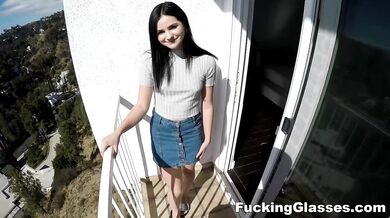 Hot teeny fucking glasses romp