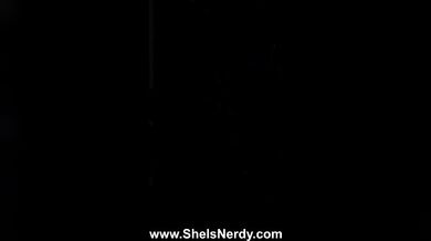 Cum on nerdy chick's glasses