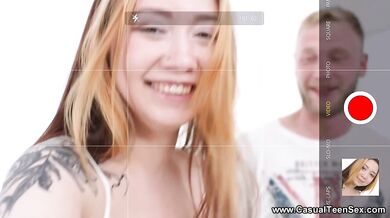Hot teen creampied from behind