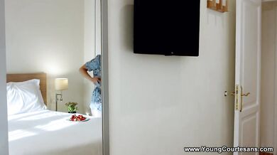 Teen enjoys cock, berry & cum
