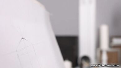 Threesome art and fuck lesson