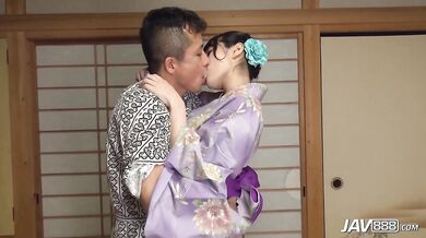 Engaged in a passionate kiss Mihono