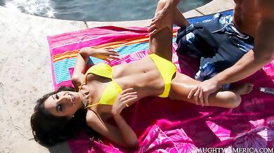 Trinity St. Clair fucking in the patio with her tits